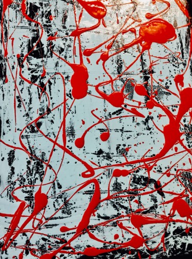 Painting titled "Movement in red" by Greg Powell, Original Artwork, Enamel