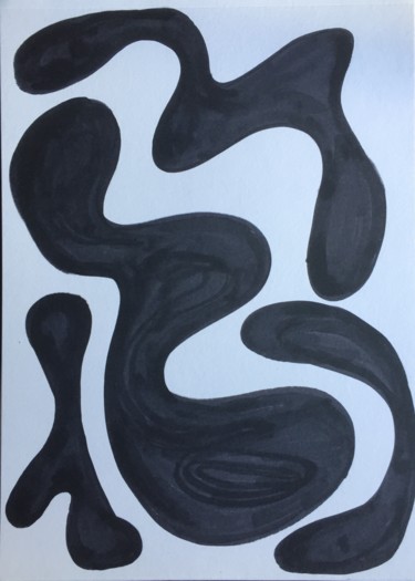 Dessin intitulée "Forms in black" par Greg Powell, Œuvre d'art originale, Marqueur