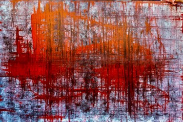 Painting titled "Cityscape in red" by Greg Powell, Original Artwork, Enamel