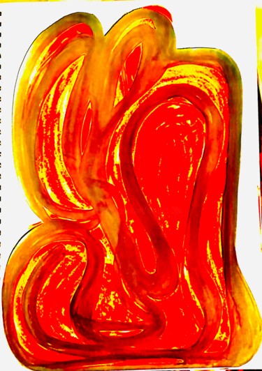 Dessin intitulée "Red forms" par Greg Powell, Œuvre d'art originale, Marqueur