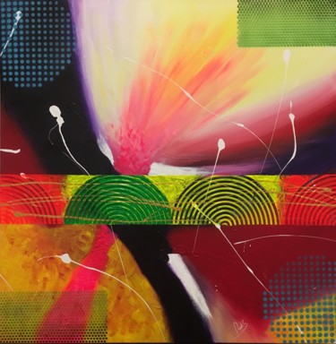 Malarstwo zatytułowany „Rafale de couleur” autorstwa Rick Smith, Oryginalna praca, Akryl Zamontowany na Drewniana rama noszy