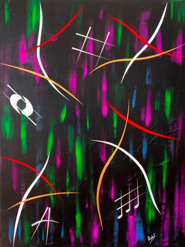 Painting titled "VIBRATIONS SOMBRES" by Rick Smith, Original Artwork, Acrylic