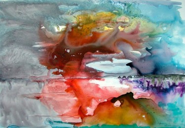 Painting titled "Flamboyance sur les…" by Olivier Salembier, Original Artwork, Watercolor