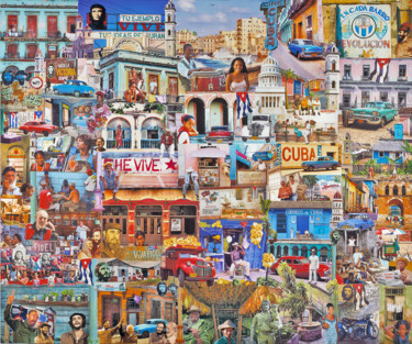 Collages getiteld "Kuba" door Manuel Blond, Origineel Kunstwerk, Collages