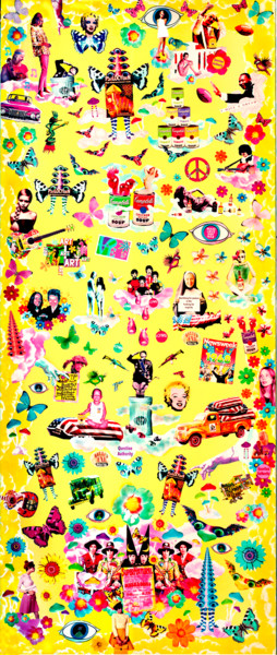 Collages getiteld "Pop goes Yellow" door Manuel Blond, Origineel Kunstwerk, Collages