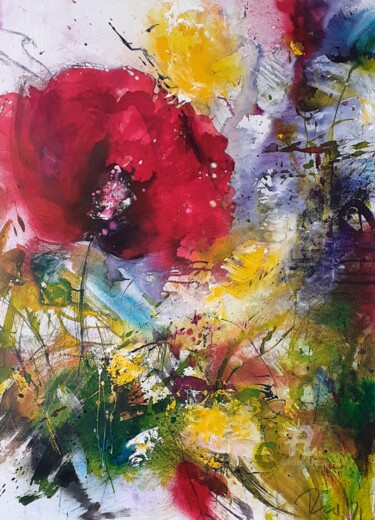 Malerei mit dem Titel "wild poppy" von Heike Renz, Original-Kunstwerk, Acryl