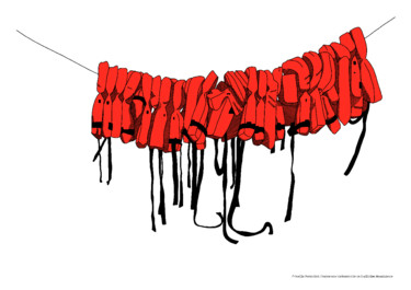 Prenten & gravures getiteld "Le fil rouge" door Gaëlle Ferradini, Origineel Kunstwerk, Zeefdruk