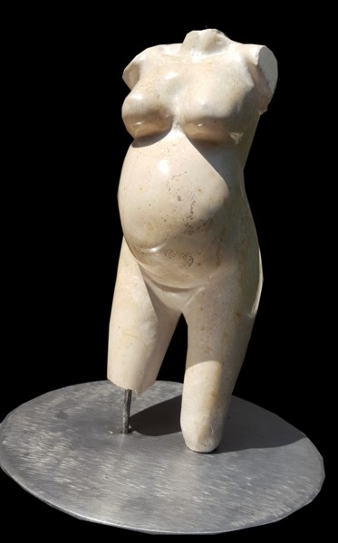 Sculpture titled "Maternité" by Jean-Etienne Michel, Original Artwork, Stone
