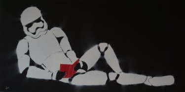 Painting titled ""Stormtrooper"" by Vincent Parmentier, Original Artwork, Stencil Mounted on Wood Panel