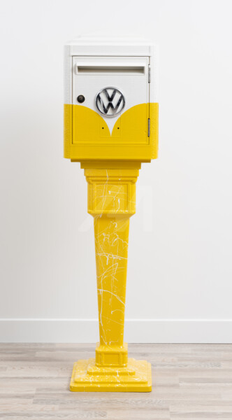 MAILBOX - BOITE AUX LETTRES DEJOIE - JAUNE VOLKSWAGEN COMBI Peinture intitulée "MAILBOX - BOITE AUX…" par Harissart, Œuvre d'art originale, Aérographe
