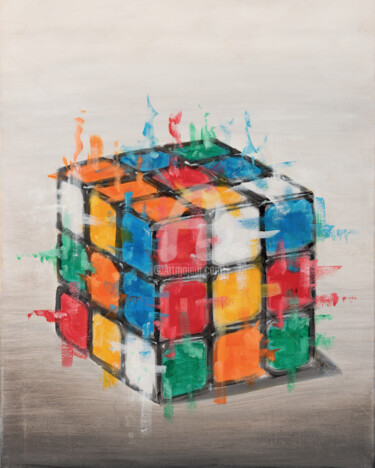 Digitale Kunst getiteld "AFFICHE RUBIK'S CUB…" door Harissart, Origineel Kunstwerk, Digitale afdruk