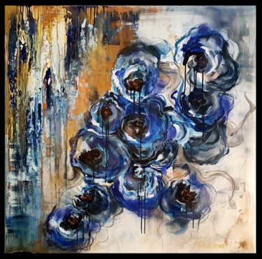 Painting titled "Blue Flower" by Marie-Laure D'Orso, Original Artwork, Acrylic