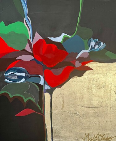 Malerei mit dem Titel "Roses rouges" von Marie-Laure D'Orso, Original-Kunstwerk, Acryl