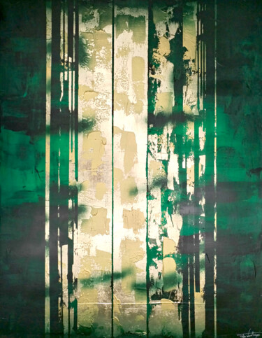 Картина под названием "L'Émeraude Dorée" - Tristan Wendlinger, Подлинное произведение искусства, Акрил Установлен на Деревян…