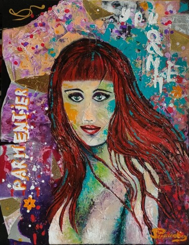Painting titled "PRETTY WOMAN" by Brigitte Parmentier, Original Artwork, Acrylic Mounted on Wood Stretcher frame
