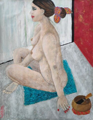 Painting titled "NAMASTE" by Brigitte Parmentier, Original Artwork, Acrylic