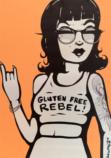 Peinture intitulée "Gluten Free Rebel (…" par Ewen Gur, Œuvre d'art originale, Encre Monté sur Aluminium