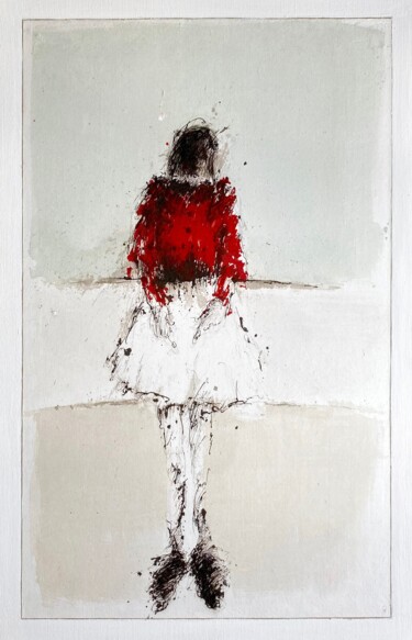 Painting titled ""HOMMAGE à ROTHKO"…" by Hanna Sidorowicz, Original Artwork, Ink Mounted on Wood Stretcher frame