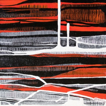 Painting titled "TERRITOIRES ROUGES" by Véronique Gros, Original Artwork, Acrylic