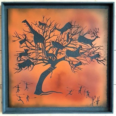 Sculpture titled "" Arbre Chaman "" by Yann Hervis, Original Artwork, Other Mounted on Wood Stretcher frame