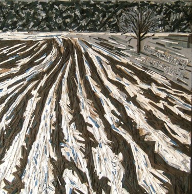 Colagens intitulada "Chêne en hiver & do…" por Yann Hervis, Obras de arte originais, Colagens
