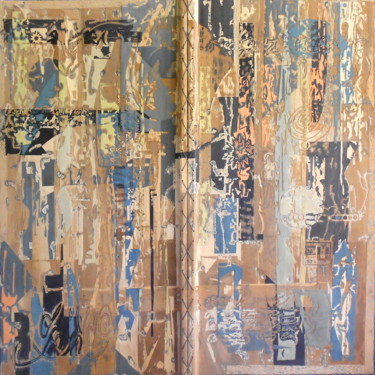 Collages titled ""Palimpseste Ombre…" by Yann Hervis, Original Artwork, Collages Mounted on Wood Panel