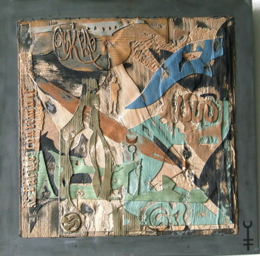 Collages titled ""Palimpseste au ser…" by Yann Hervis, Original Artwork, Collages