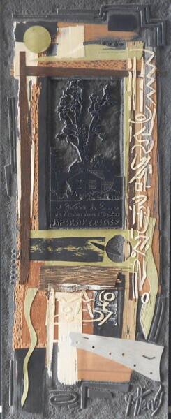Collages intitulée ""Platane à l'embouc…" par Yann Hervis, Œuvre d'art originale, Xylographie Monté sur Châssis en bois