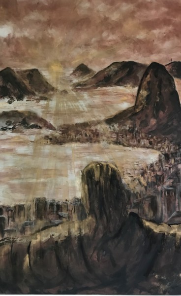 Pittura intitolato "Corcovado sunset" da Adélaïde Andreu Leferme, Opera d'arte originale, Acrilico Montato su Telaio per bar…