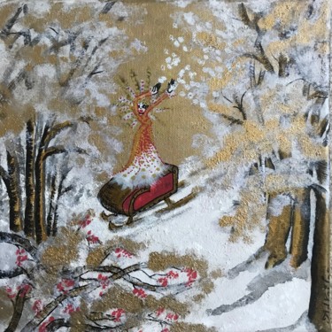 Peinture intitulée "Princesse de l'hiver" par Adélaïde Andreu Leferme, Œuvre d'art originale, Acrylique Monté sur Châssis en…