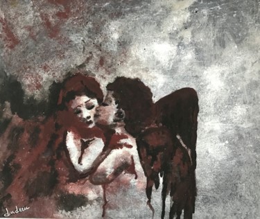 Painting titled "Le baiser de l’ange" by Adélaïde Andreu Leferme, Original Artwork, Acrylic Mounted on Wood Stretcher frame