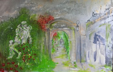 Ζωγραφική με τίτλο "La porte du jardin" από Adélaïde Andreu Leferme, Αυθεντικά έργα τέχνης, Ακρυλικό Τοποθετήθηκε στο Ξύλινο…