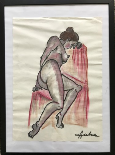 Drawing titled "Copélia" by Adélaïde Andreu Leferme, Original Artwork, Watercolor Mounted on Cardboard