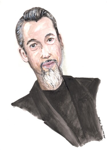 Painting titled "Florent Pagny" by Catherine Maublanc, Original Artwork, Watercolor