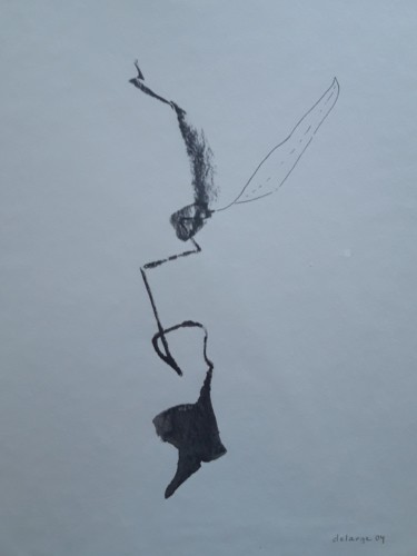 Dessin intitulée "Ailes" par Pascale Delarge, Œuvre d'art originale, Encre