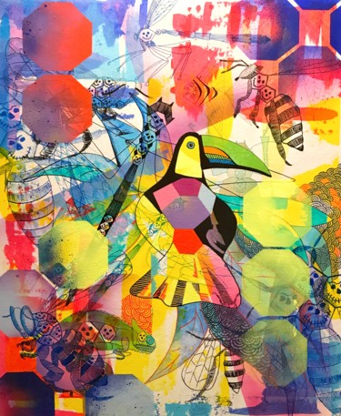 Malerei mit dem Titel "Toucan" von Arthus Rey, Original-Kunstwerk, Acryl