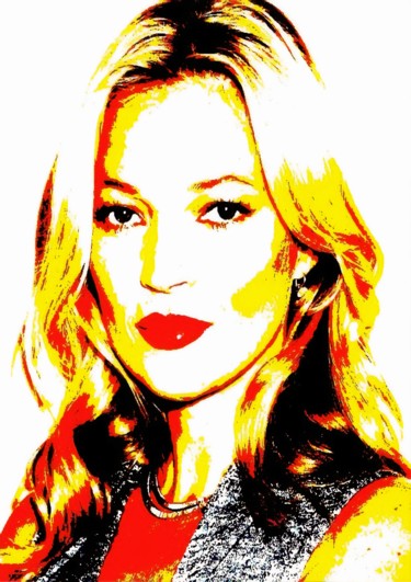 Digital Arts titled "KATE MOSS RED CARPE…" by Arte Mundial, Original Artwork, Digital Painting