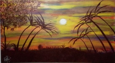 Pintura intitulada "Por do sol" por Rute Cardoso, Obras de arte originais, Acrílico