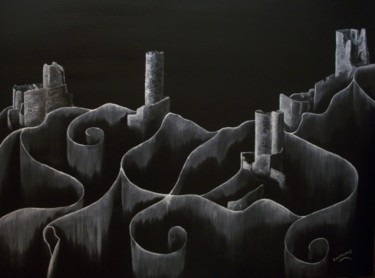 Painting titled "Carcassonne vue de…" by Patrick Contreras, Original Artwork, Oil