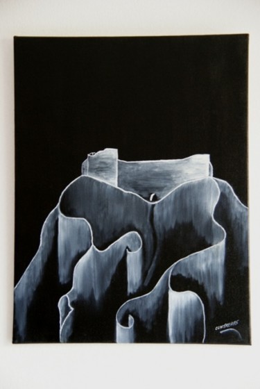 Peinture intitulée "Montsegur voilé" par Patrick Contreras, Œuvre d'art originale, Huile