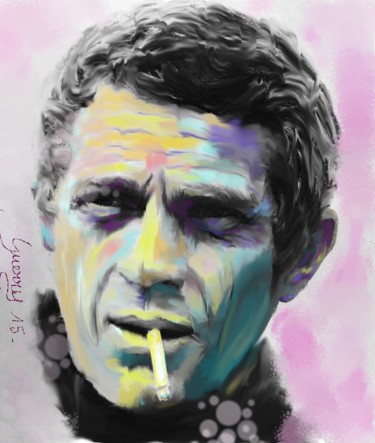 Arte digital titulada "steve-mcqueen.2015" por Nicolas Guerry, Obra de arte original, Pintura Digital