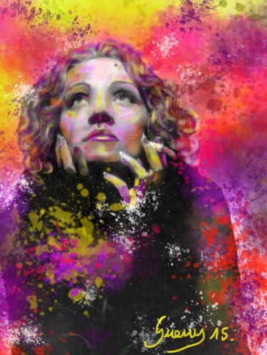 Digital Arts titled ""Marlene Dietrich 1…" by Nicolas Guerry, Original Artwork, Digital Painting