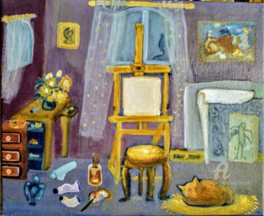 Peinture intitulée "L'atelier" par Cony Shesson, Œuvre d'art originale, Acrylique