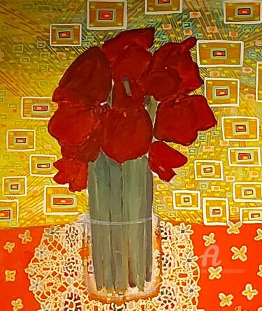 Painting titled "Le bouquet" by Cony Shesson, Original Artwork, Acrylic Mounted on Wood Stretcher frame