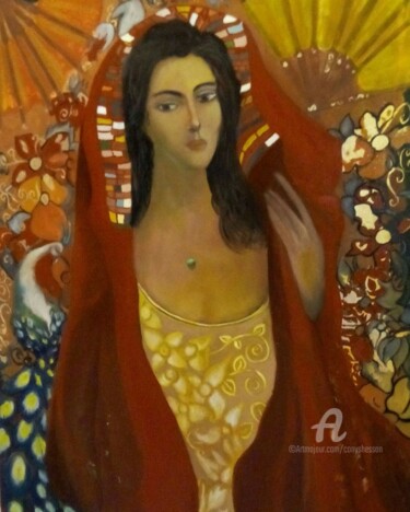 Peinture intitulée "Juanita Red" par Cony Shesson, Œuvre d'art originale, Acrylique