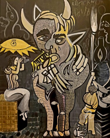 Pintura intitulada "El hombre llorando" por Cony Shesson, Obras de arte originais, Acrílico Montado em Armação em madeira