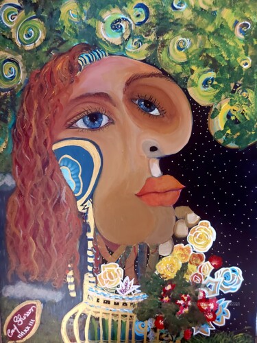 Peinture intitulée "La femme qui sourit" par Cony Shesson, Œuvre d'art originale, Acrylique
