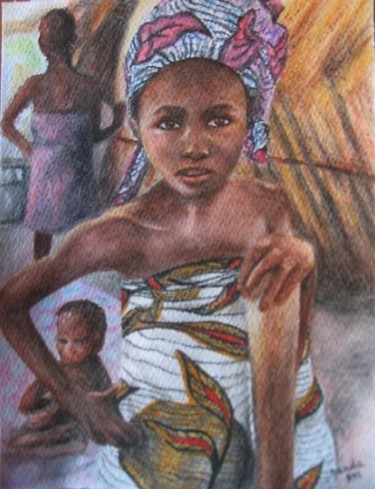 Pintura intitulada "African girl" por Fernanda Costa, Obras de arte originais