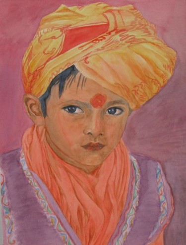 Pintura intitulada "Indian boy" por Fernanda Costa, Obras de arte originais