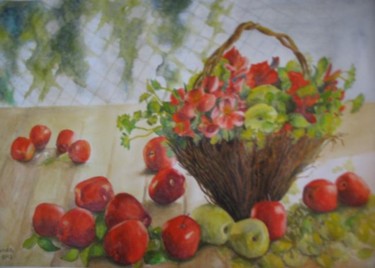 Pintura intitulada "Apples & Flowers" por Fernanda Costa, Obras de arte originais